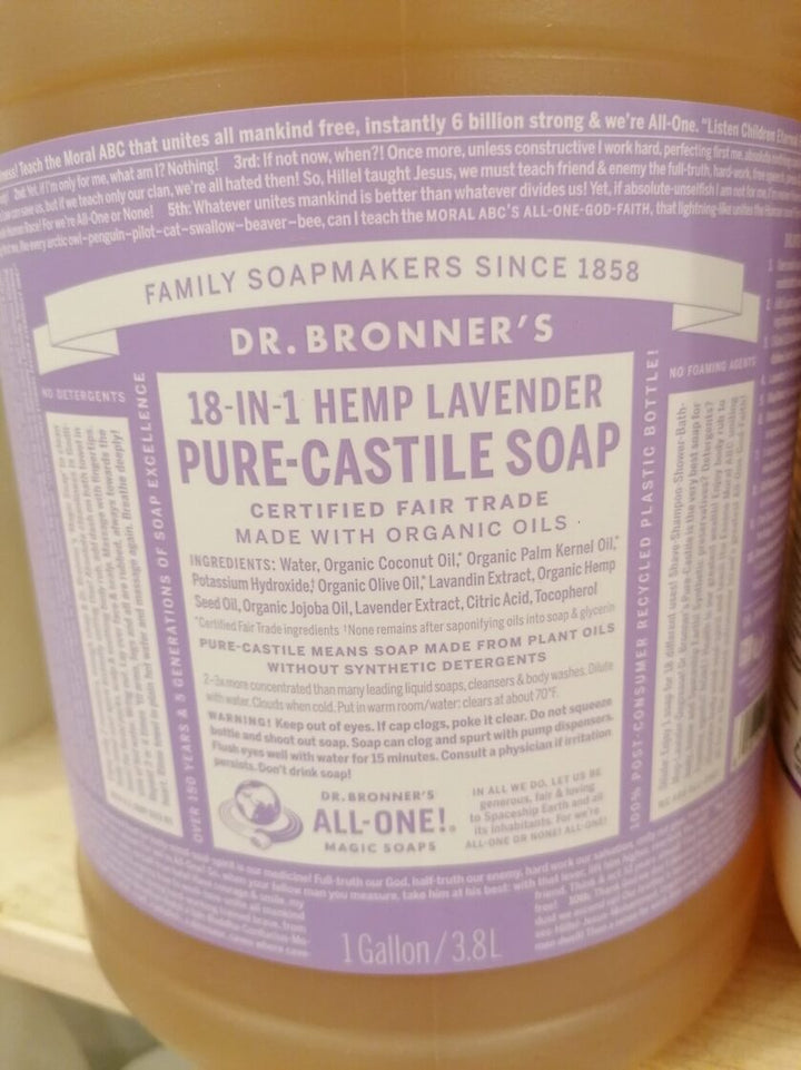 Dr. Bronner’s lavandas šķidrās ziepes – 18 dabīgi risinājumi vienā pudelē
