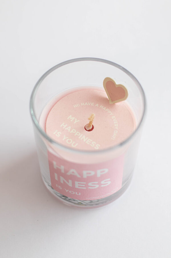 "HAPPINESS is you" stikla glāzē ar maijpuķīšu aromātu 1gb