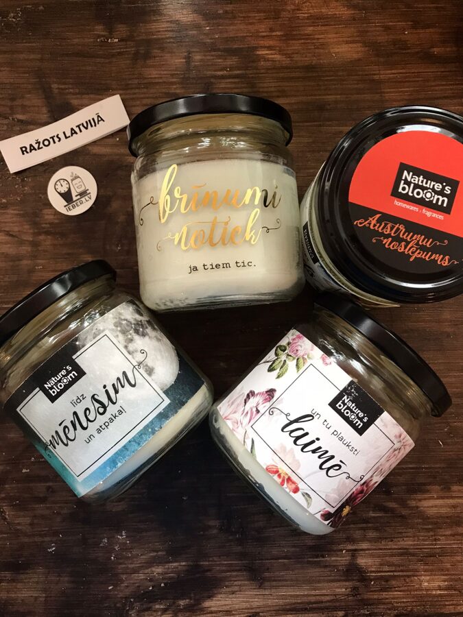 Cēsu aromātiskā svece stikla burciņā ar uzrakstu