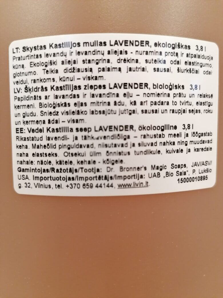 Dr. Bronners Kastīlijas ziepes, lavandas 250g