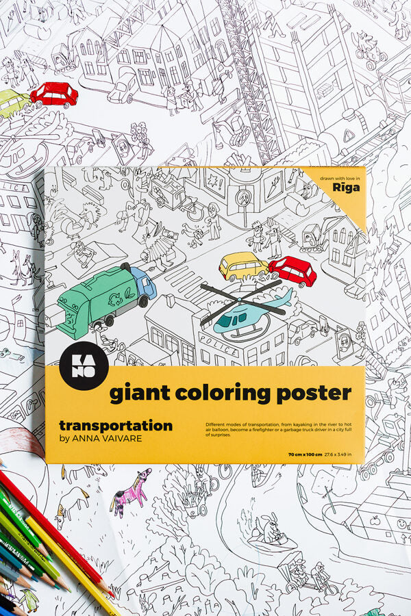 Transports - milzu krāsojamais plakāts