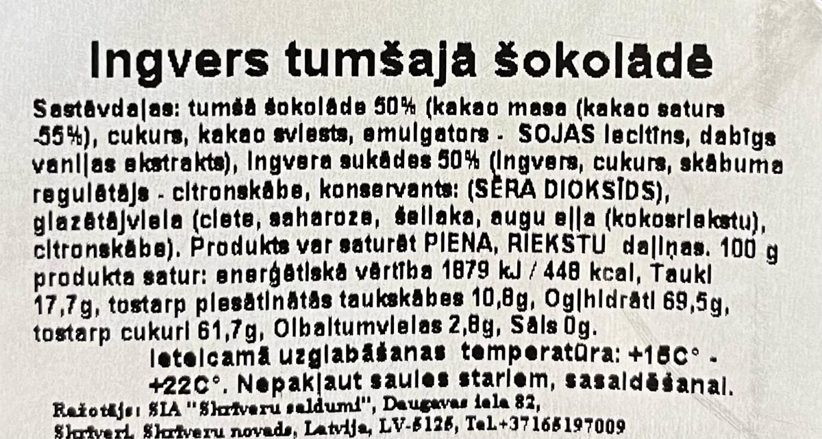 Ingvers tumšajā šokolādē 50g