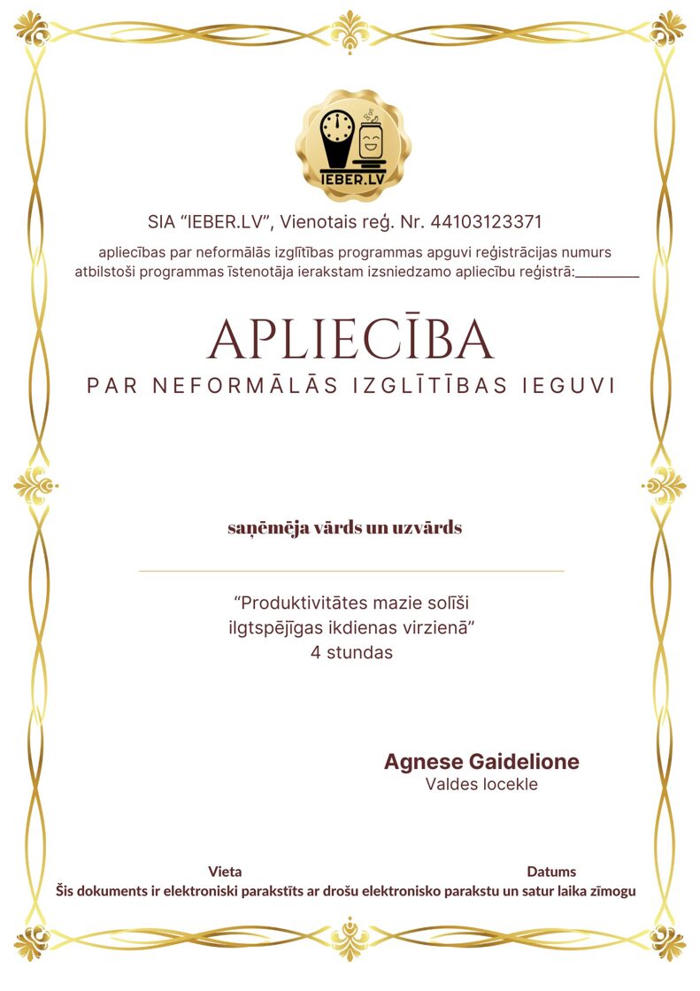 Adult non-formal education program "Small steps of productivity towards a sustainable everyday life"