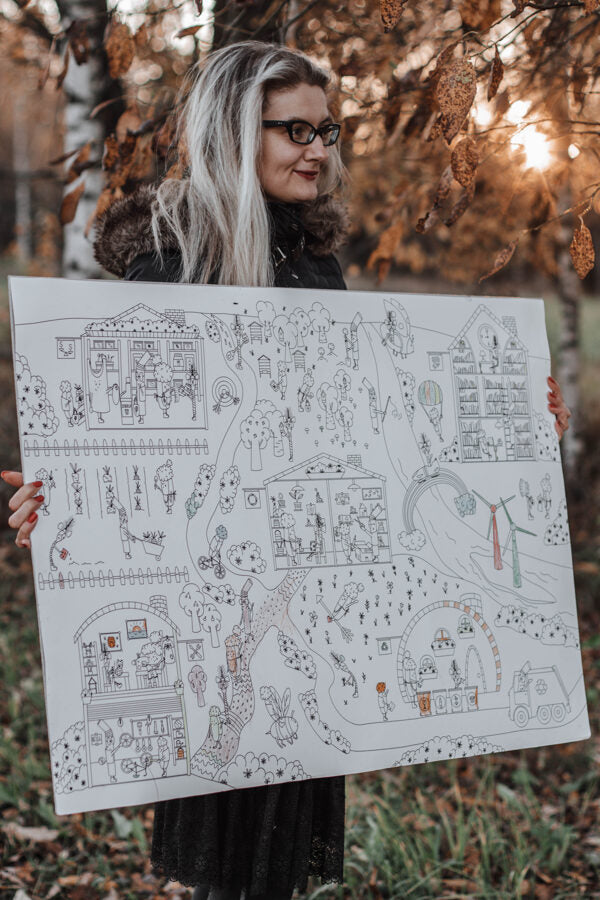 Milzu krāsojamais plakāts ZERO WASTE CITY