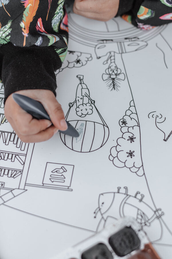 XXL sustainability coloring poster: City of small steps