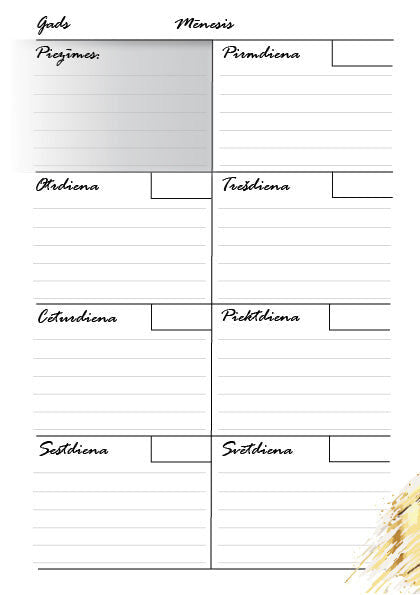 Wellbeing Planner (starts on any date, no fixed year)