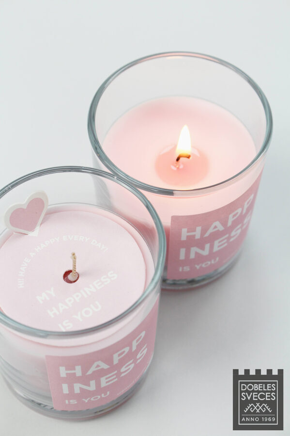 "HAPPINESS is you" stikla glāzē ar maijpuķīšu aromātu 1gb