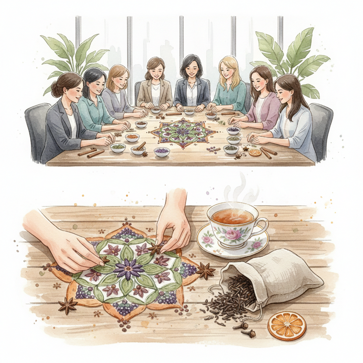 Kāpēc tēju mandalu meistarklase ir labākā dāvana Tavai komandai?