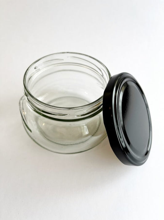 Glass jar with metal black lid 300ml