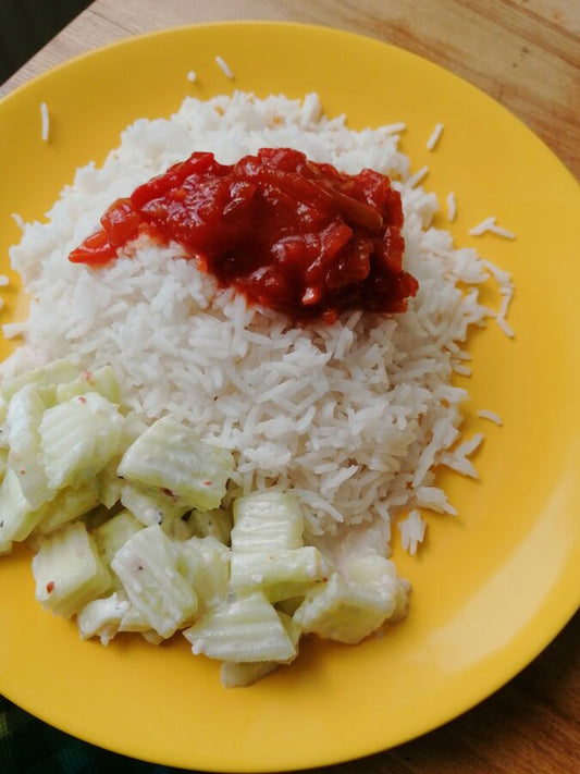 Basmati rice with sweet and sour sauce
