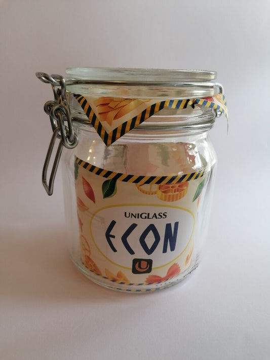Glass jar with glass lid, airtight