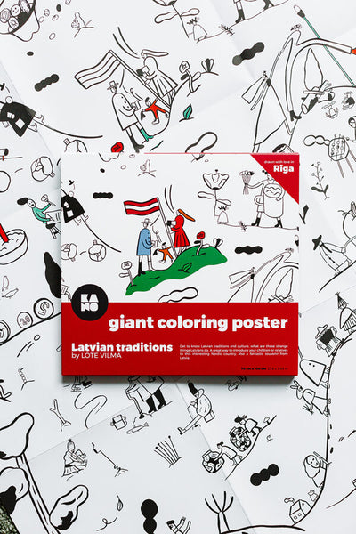 Giant coloring poster Latvian traditions
