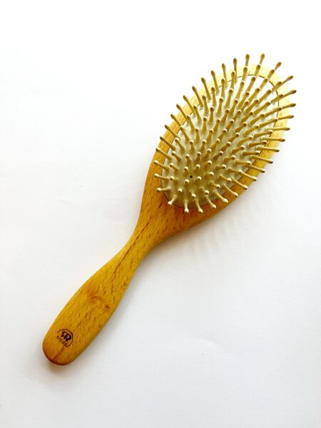 Hair massage comb with 9 rows of wooden bristles